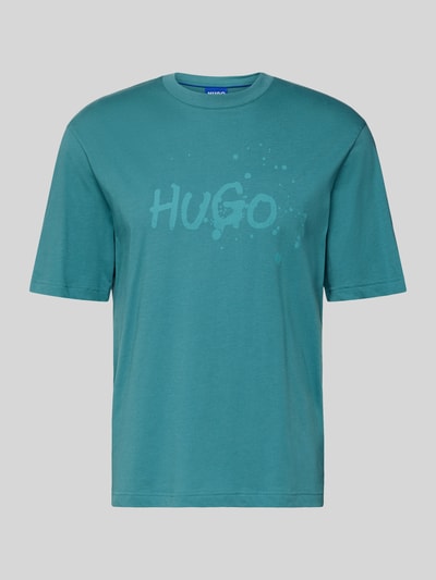 Produktfoto, Regular Fit T-Shirt aus reiner Baumwolle Modell 'NIEROFIX_U261' von HUGO in Uni-Optik mit Rundhalsausschnitt, Label Stitching und Motiv-Print.