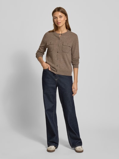 Stefanel Kurtka z dzianiny o kroju regular fit z mieszanki wełny lana i kaszmiru Średniobrązowy 1