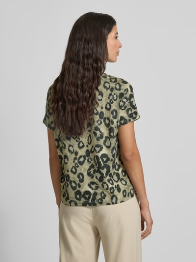 monari Regular Fit T-Shirt aus Viskose-Mix mit Allover-Animal-Print Gruen Melange 5