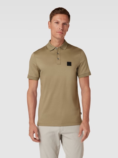 BOSS Slim Fit Poloshirt mit kurzer Knopfleiste Modell 'Parlay' Schilf 4