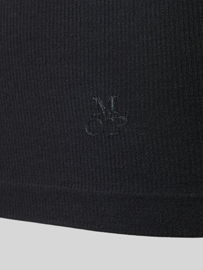 Produktfoto, Slim Fit Tank Top aus Modal-Mix im 2er-Pack von Marc O'Polo mit Logo-Detail, schwarze Jersey-Struktur, unifarben