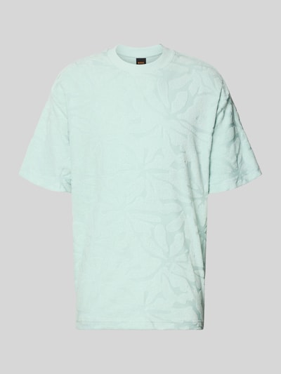 Produktfoto, Regular Fit T-Shirt aus Baumwoll-Mix Modell 'TE_FLOWER' von BOSS Orange, Optik:Allover-Muster, Struktur, Frottee, helles Mint