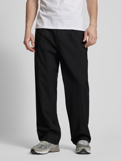 BLKVIS Regular Fit Hose aus Viskose-Mix mit Bundfalten Black 4