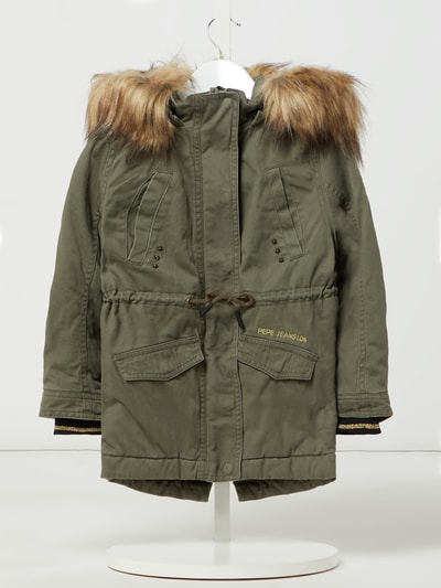 Pepe Jeans Parka ze sztucznym futrem model ‘Dixie’ Oliwkowy 1