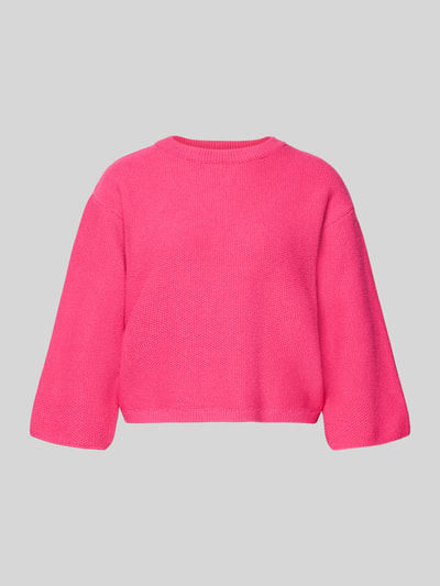 Produktfoto, Oversized Strickpullover aus Mieszanka wiskozy ze stójką od More & More, różowy, krój oversized, długość tyłu 51 cm, długość rękawów 41 cm