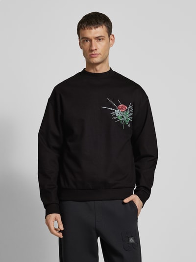 HUGO Sweatshirt mit gerippten Abschlüssen Modell 'Derumkek' Black 4