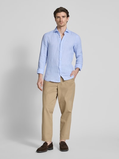 JOOP! Collection Slim Fit Leinenhemd mit Haifischkragen Hellblau 1