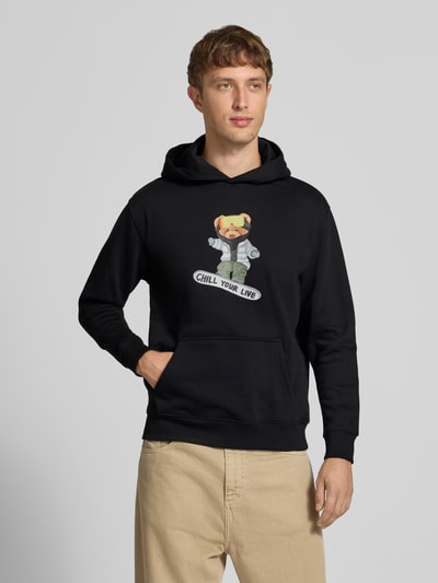 CHILL PILL Relaxed Fit Hoodie aus Baumwoll-Mix mit Motiv-Print Black 4