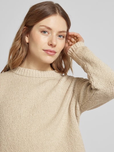 Windsor Cropped Strickpullover mit gerippten Abschlüssen Beige Melange 3