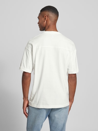 Drykorn T-shirt met geribde ronde hals, model 'NOLIEN' Offwhite - 5