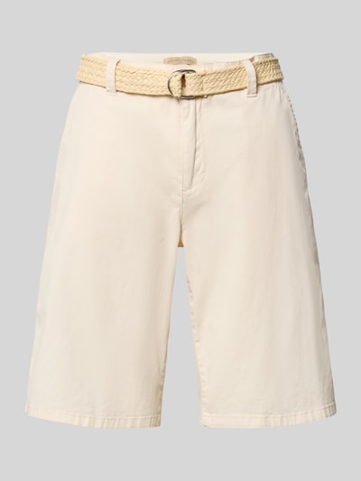 Produktfoto, Bermudas mit Gürtel Modell 'ROVENA' von Soyaconcept aus Baumwoll-Elasthan-Mix in Creme, Regular-Fit, texturierter Damen Gürtel.