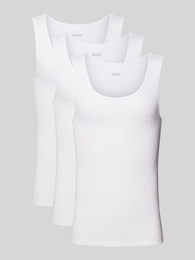 BOSS Tanktop mit Label-Stitching Modell 'ONE' im 3er-Pack Weiss 1