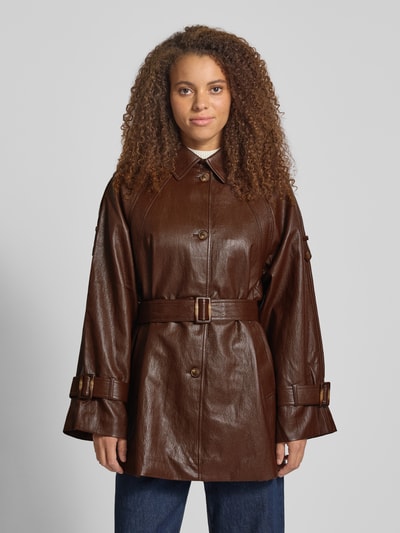 LeGer by Lena Gercke Jacke in Leder-Optik mit Ärmelriegeln Modell 'Dinorah' Dunkelbraun 4