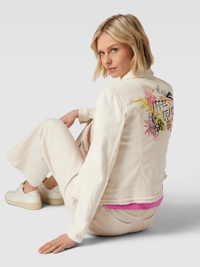 Marc Cain Jeansjacke aus Bio-Baumwolle mit Statement-Print Beige 3