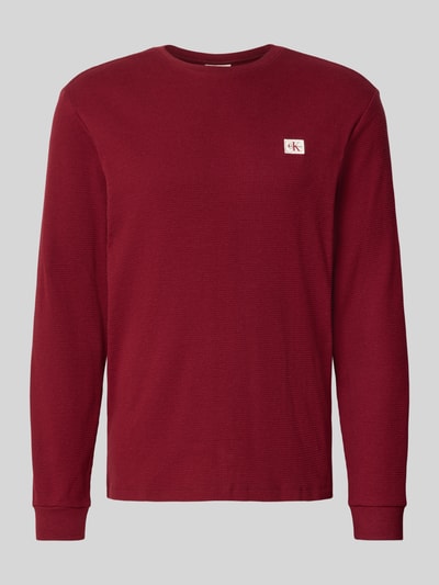 Calvin Klein Jeans Shirt met lange mouwen en structuurmotief Bordeaux - 2