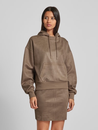 Guess Hoodie mit Strasssteinbesatz Taupe 4