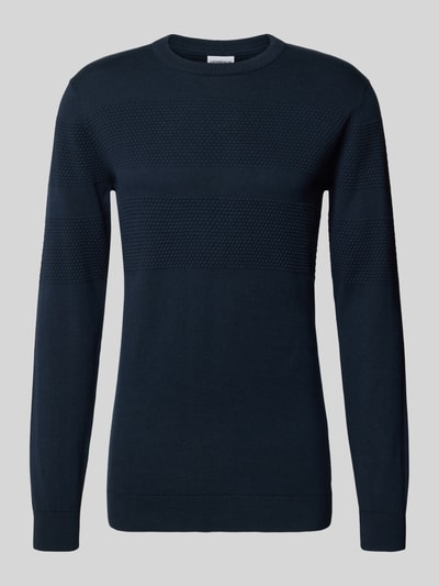 Lindbergh Gebreide pullover met ribboorden Donkerblauw - 2