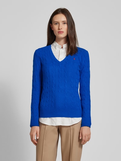 Polo Ralph Lauren Gebreide pullover van een mix van wol en kasjmier met kabelpatroon Koningsblauw - 4