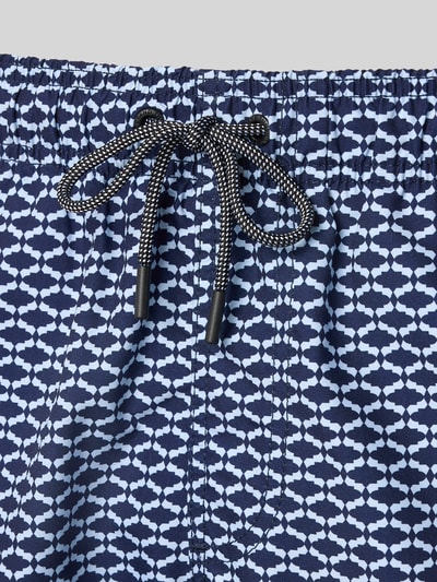 Produktfoto, Badehose im Allover-Look Modell 'Hammam Tile' von Shiwi, dunkelblau-weiß gemustert, elastischer Bund mit Tunnelzug, Regular Fit