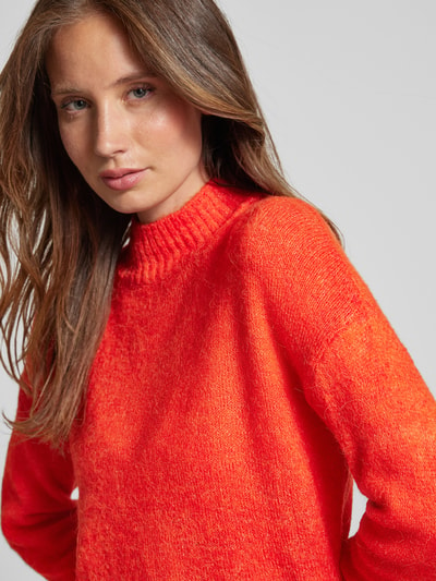 ICHI Gebreide pullover met opstaande kraag, model 'Kamara' Rood - 3