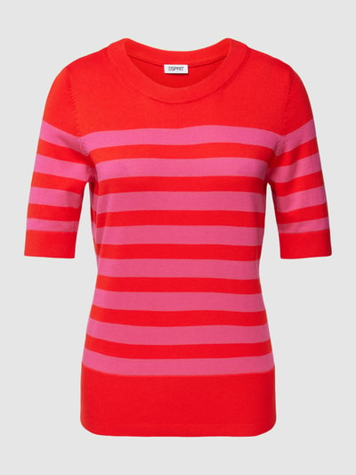 Esprit T-Shirt mit Regular Fit und geripptem Abschluss Rot 2