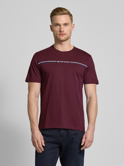 Tom Tailor Regular fit T-shirt van puur katoen Bordeaux - 4