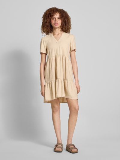 Only Comfort fit vrijetijdsjurk van mix van viscose en linnen, model 'TIRI-CARO' Beige - 1
