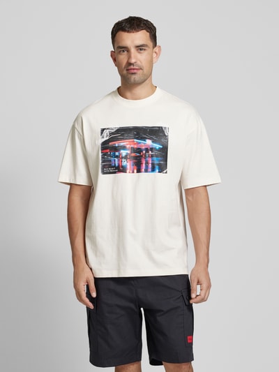 HUGO T-Shirt mit Motiv-Print Modell 'Dutire' Offwhite 4
