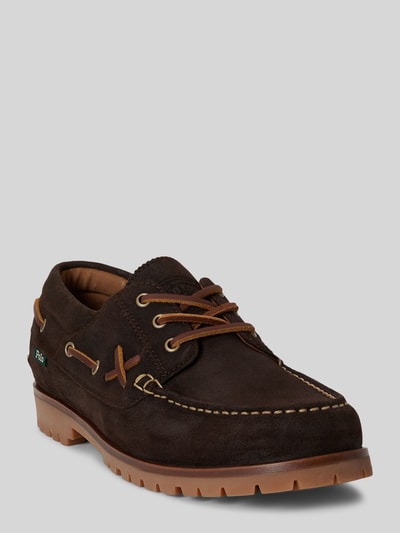 Polo Ralph Lauren Bootsschuhe aus Rindsleder mit Profilsohle Dunkelbraun 1