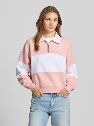 Levi's® Sweatshirt mit kurzem Reißverschluss und Logo-Stitchings Hellrosa 4