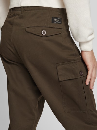 Replay Regular Fit Cargohose mit Knopfverschluss Oliv 3