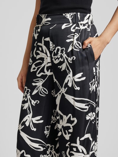 s.Oliver BLACK LABEL Wide leg stoffen broek met all-over print Zwart - 3