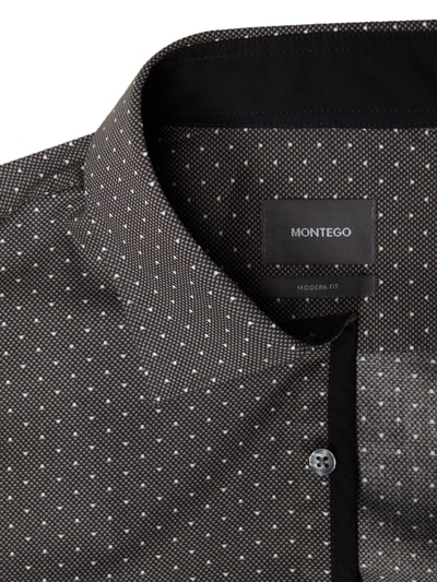 Montego Modern Fit Business-Hemd mit Webmuster  Black 2