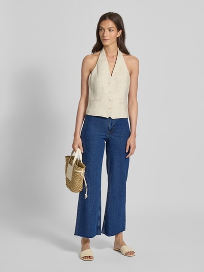 Mango Jeans mit weitem Bein und Fransen Modell 'CATHERIN' Jeansblau 1