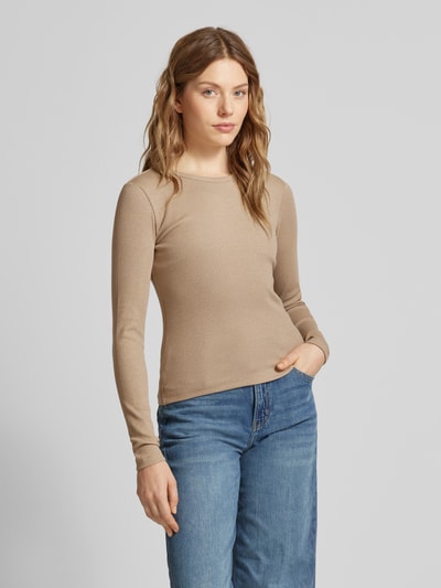 Vero Moda Regular fit shirt met lange mouwen van katoenmix met effectgaren, model 'CHLOE' Zilver gemêleerd - 4