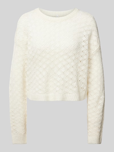 Only Regular Fit Strickpullover mit Lochstrickmuster Modell 'MIAMI' Offwhite 1