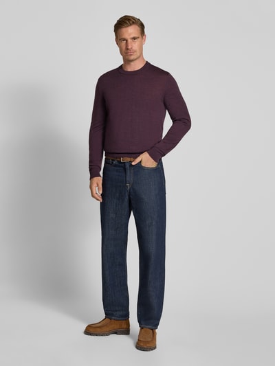 Jake*s Studio Men Regular Fit Pullover aus reiner Wolle Bordeaux 1