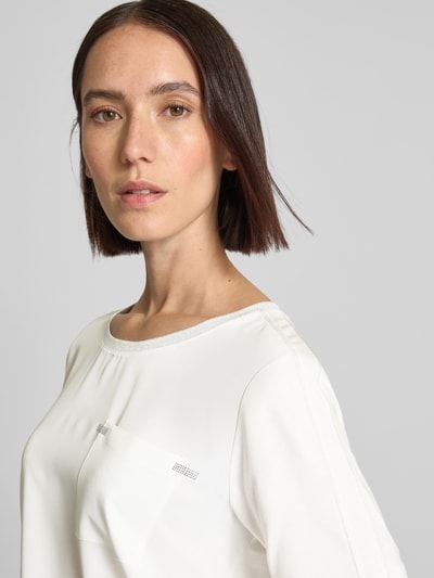 monari T-Shirt mit Brusttasche und Ziersteinbesatz Offwhite 3