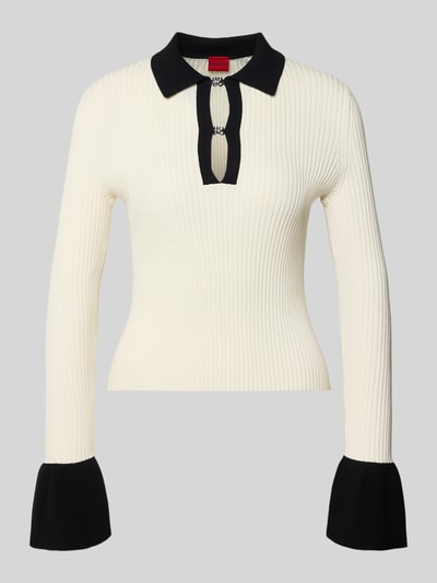 HUGO Slim fit poloshirt van viscosemix, model 'SHARRO' Offwhite - 2