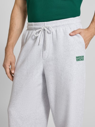 American Vintage Sweatpants met elastische band, model 'BAPTOWN' Lichtgrijs gemêleerd - 3