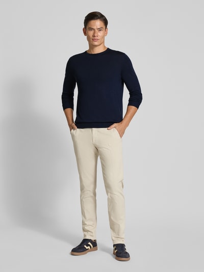 Profuomo Pullover aus Merinowolle mit Rundhalsausschnitt Marine 1