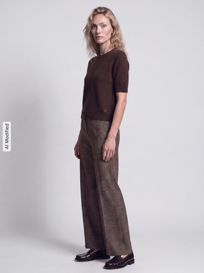 s.Oliver BLACK LABEL sweter o kroju regular fit z dodatkiem wełny Ciemnobrązowy 1