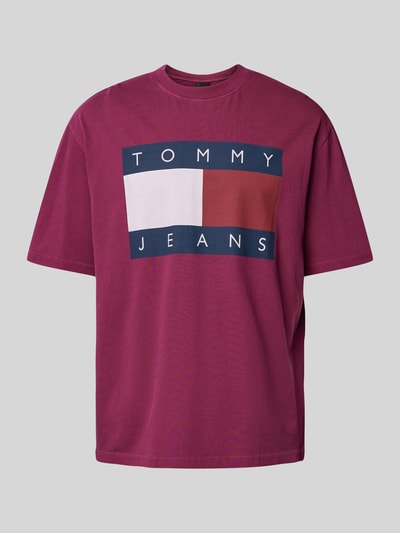 Tommy Jeans T-shirt z nadrukiem z logo Śliwkowy 2