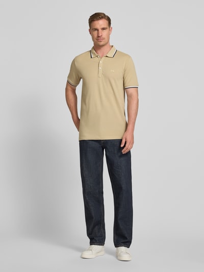 Lindbergh relaxed fit poloshirt met contraststrepen Beige - 1