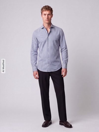 Jake*s Slim Fit Businesshemd mit Rückenpasse Royal 1