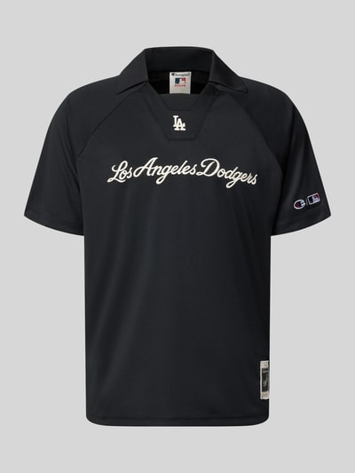 Produktfoto, Relaxed Fit Poloshirt mit Logo-Stitching von Champion, donkerblauw met witte details, polokraag, met korte mouwen, ruglengte bij maat M 70 cm, heren poloshirt