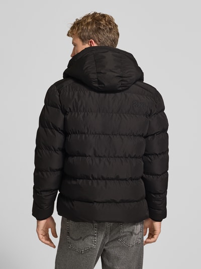 Superdry Kurtka pikowana z wyhaftowanym logo i kapturem Czarny 5