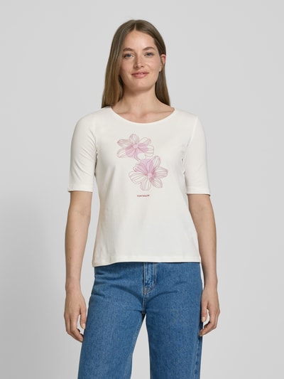 Tom Tailor T-shirt o kroju regular fit z okrągłym dekoltem Złamany biały 4