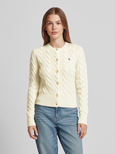 Polo Ralph Lauren Wollcardigan mit Zopfmuster Beige 4