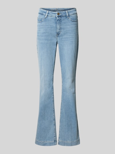 Productfoto, lichtblauwe Flared Fit Jeans uit katoen-elastaan-mix, 5-pocket-design, model 'DREAM' van MAC, statement-stitching achter.
